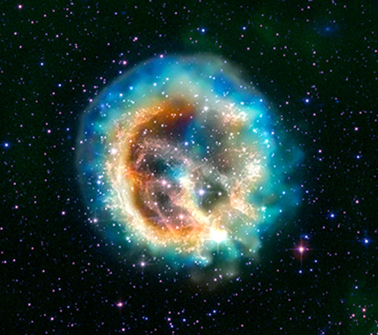 HST/Chandra composite image of supernova remnant E0102-72, in the Small Magellanic Cloud